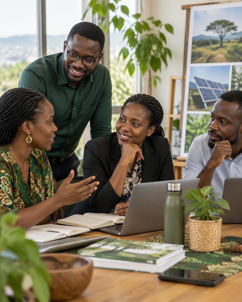 Participants collaborating during a Climate Nexus Technologies sustainability workshop